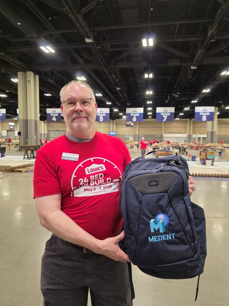 MEDENT employee Drew Scharoun participated in Lowes' 24-Hour Bed Build with Sleep In Heavenly Peace.