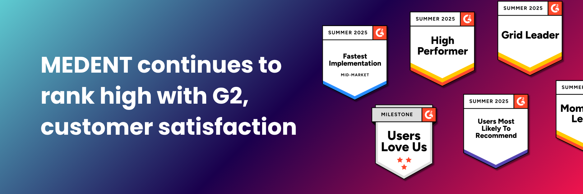 MEDENT G2 Badges Summer 2025