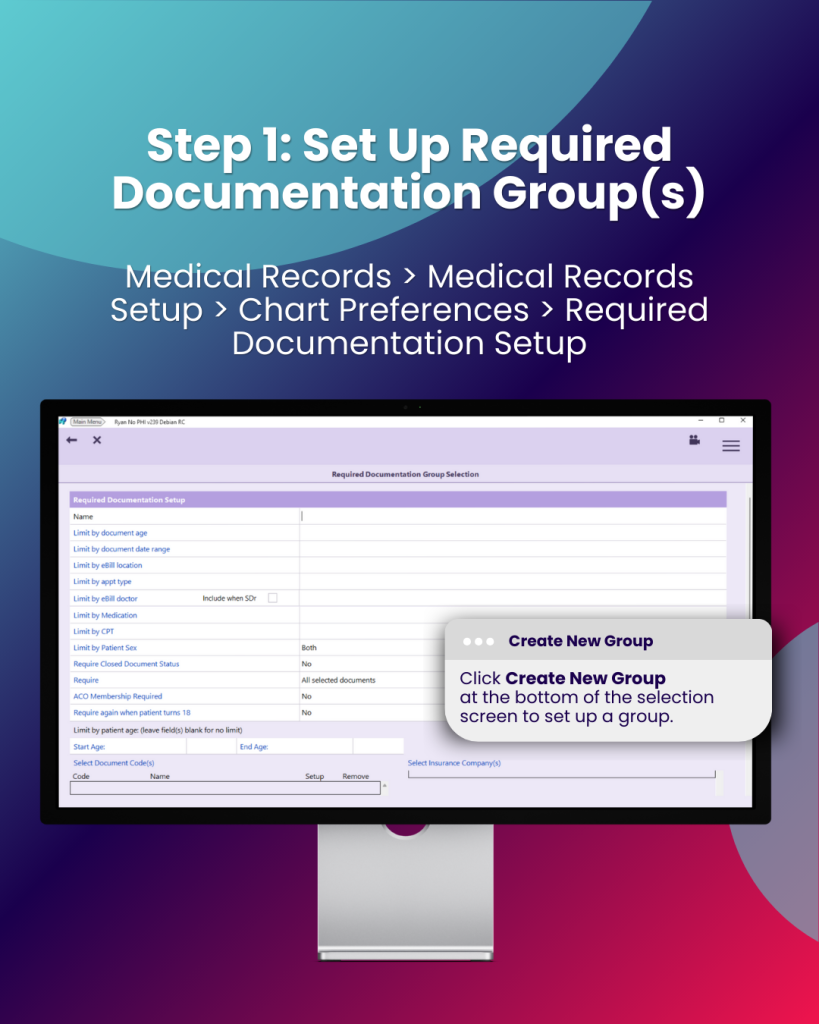 Required Documentation in MEDENT: Step 1