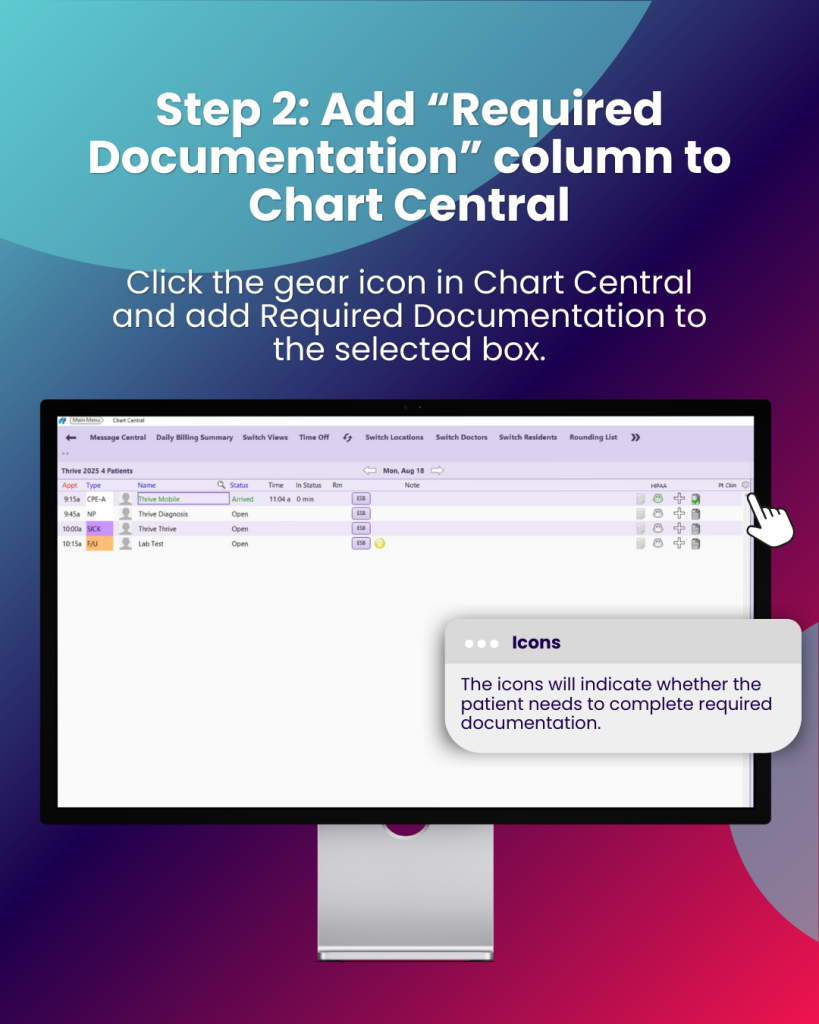 Required Documentation in MEDENT: Step 2