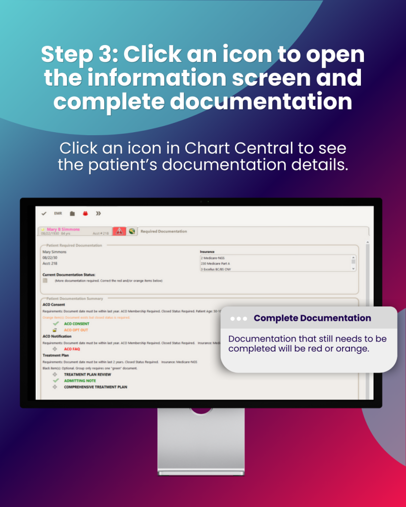 Required Documentation in MEDENT: Step 3