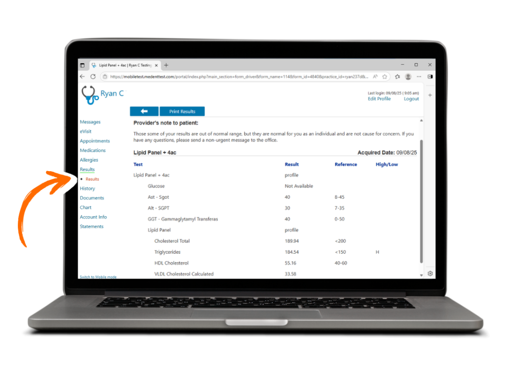 MEDENT Patient Portal Results & Documents