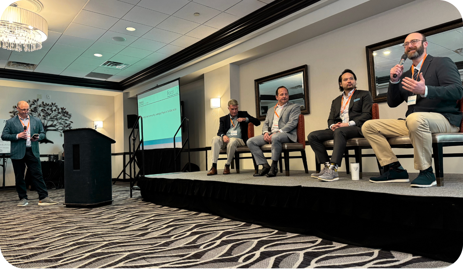 Panelists speak at the second annual THRiVE Healthcare Summit in May 2025.